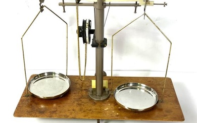A vintage George & Bekker Balance Scale, in a glazed case, 46cm wide; together with a Griffin &
