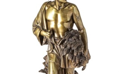 AFTER ALBERT-ERNEST CARRIER-BELLEUSE (FRENCH 1824-1887) ALLEGORY OF THE HARVEST, BRONZE SCULTPURE, LATE 19TH C. H 17.5 W 7
