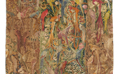 AN ARTS AND CRAFTS EMBROIDERED WALL HANGING LATE 19TH/EARLY 20TH CENTURY