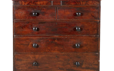 AN EARLY VICTORIAN MAHOGANY CHEST, of two short...
