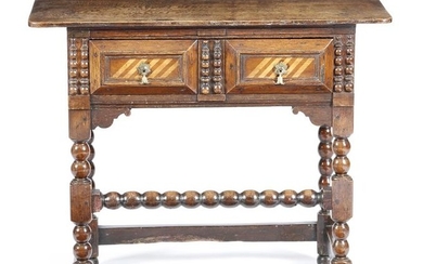 AN OAK SIDE TABLE LATE 17TH CENTURY AND...