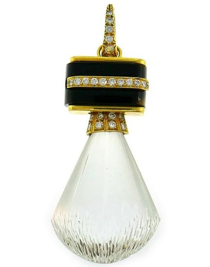 ANDREW CLUNN Rock Crystal Yellow Gold PENDANT with