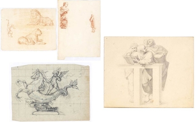 ANONYMOUS, 19th CENTURY Group of four drawings by different authors:...