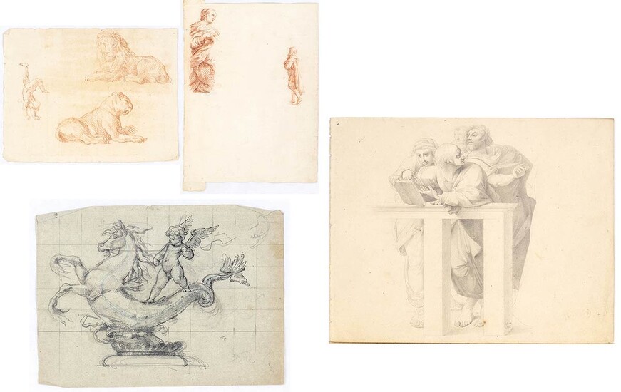 ANONYMOUS, 19th CENTURY Group of four drawings by different...