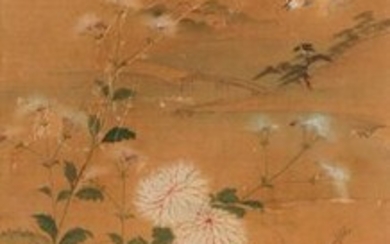 ANONYMOUS (QING DYNASTY) WAGTAILS AND CHRYSANTHEMUM A Chinese painting, ink...