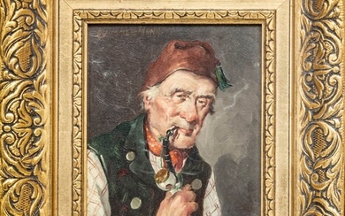 ALFRED ZIMMERMANN (GERMAN, 1854–1910) OIL ON BOARD, 19TH CENTURY, H 6.75" W 5" RAUER