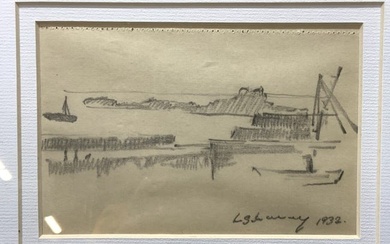 ATTR LOWRY SGD Seascape Graphite Drawing