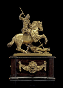 ATTRIBUTED TO FRANCESCO FANELLI, FIRST HALF OF 17TH CENTURY, AN ANGLO-ITALIAN GILT-BRONZE SCULPTURE OF ST. GEORGE AND THE DRAGON