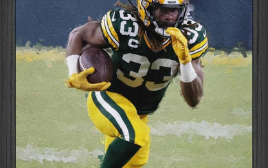 Aaron Jones LE Packers Custom Framed Canvas