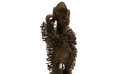 African Carved Wood Male Figure with Nails.