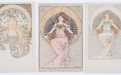Alphonse MUCHA (1860-1939) "Sarah BERNHARDT" carte postale lithographique catalogue n°481 Alphonse MUCHA (1860-1939) "Société de...