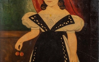 American School "Girl with Cherries", 19th C.