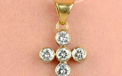 An 18ct gold brilliant-cut diamond cross pendant, by Alabaster & Wilson.