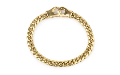 An 18ct gold curb link bracelet, the clasps stamped 750,...