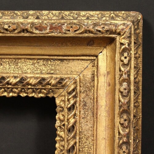 An 18th/19th Century carved frame with sand channel, rebate ...
