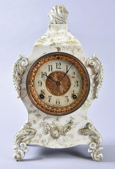 An Ansonia Painted Metal Mantel Clock