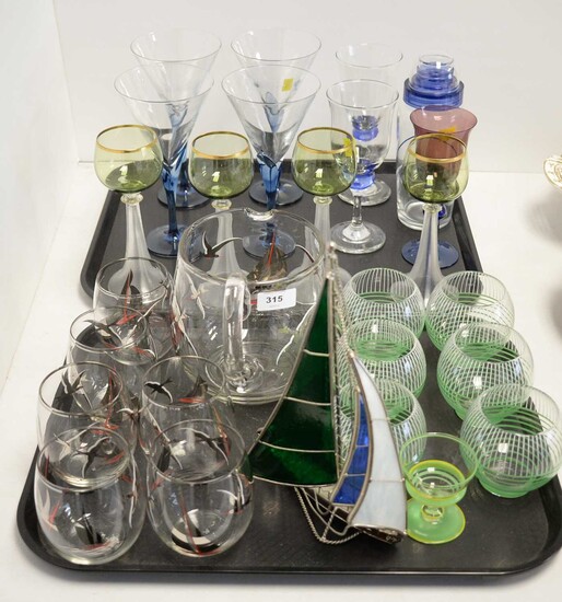 An Art Deco lemonade set; and other glassware.