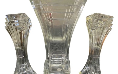 An Art Deco style Bohemian crystal glass vase with pair...