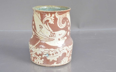An Arts Crafts style pottery vase in the manner of William de Morgan