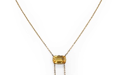 An Edwardian yellow topaz and diamond negligee necklace