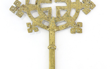 An Ethiopian (Abyssinia) Coptic processional cross, made of cast brass,...