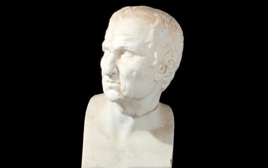 An antique white marble head of Solone