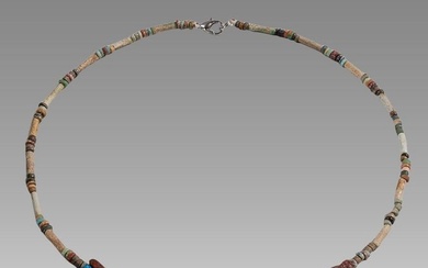 Ancient Egyptian Carnelian and faience Fine necklace 3 Fly amulets. Great quality. 42 cm L. Late Period, 664 - 332 BC