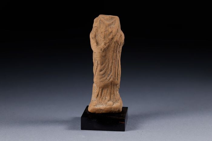 Ancient Greek Terracotta Statue with a toga - (11.5×2.5×4 cm)