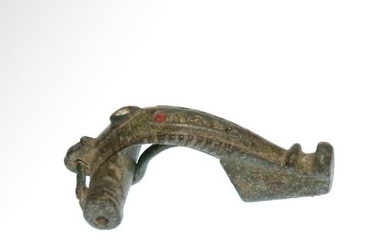 Ancient Roman Bronze Enameled Bow Brooch
