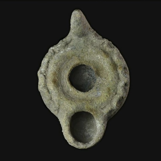 Ancient Roman Pottery decorated Oil lamp