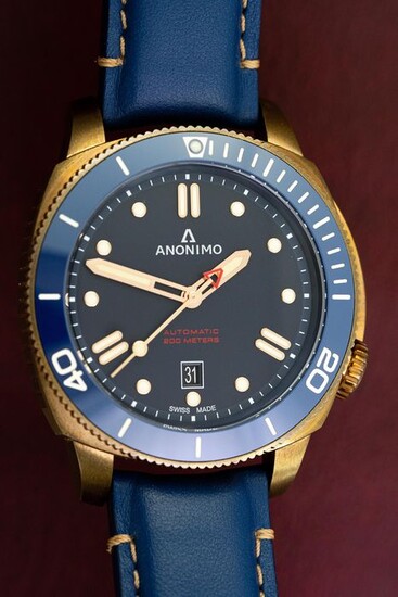 Anonimo - Automatic Nautilo Full Bronze Navy Blue with Italian Leather Strap - AM-100207005A07 - Men - BRAND NEW