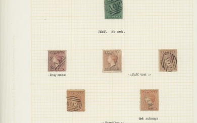 Antigua 1862-1962 mint and used collection on album pages including 1862 6d. green used (fault...
