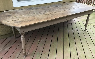 Antique 19th C American Pine Plank Top Farm Table