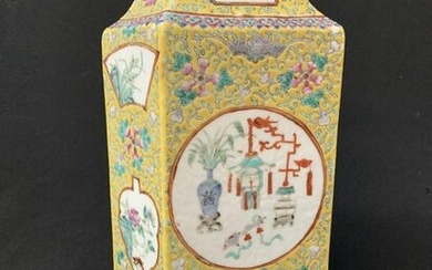 Antique Chinese Famille Jaune Porcelain Vase