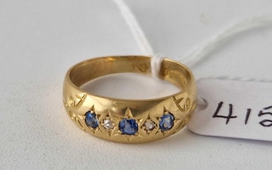 Antique Edwardian 18ct sapphire and diamond 5 stone ring gyp...
