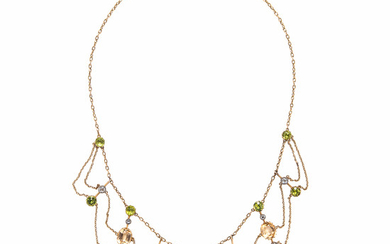 Antique Gold Gem-set Festoon Necklace