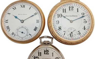 Antique High Grade South Bend Watch Co Studebaker Lot of 3 Openface Running Mens Pocket Watches