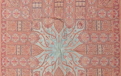 Antique Indian Art Nouveau Design Shawl 6 ft 4 in x 5 ft 5 in (1.93 m x 1.65 m)
