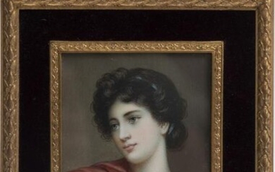 Antique Portrait Miniature of a Young Lady, mounted in