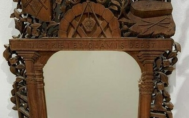 Antique woodcarved masonic mirror