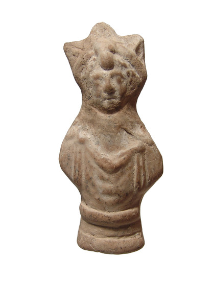Archaic Greek terracotta robed female votive figure
