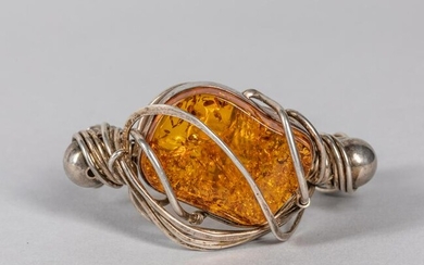 Art Decorative Sterling Silver Amber Bracelet