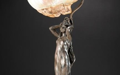 Art Nouveau lamp with nautilus shell