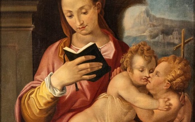 Artista anonimo, XVIII - XIX secolo () Madonna con Bambino e San Giovannino...