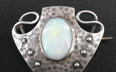 Arts and Crafts Murrle Bennet & Co. 950 Silver Opal Brooch