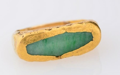 Asian Jade, 24k, 14k Yellow Gold Ring.