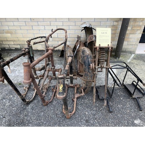 Assorted Velocette spares: MAC frame with forks, and other i...