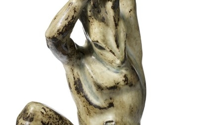 Axel Salto: “Actaeon”. Stoneware figure. Decorated with Sung glaze. Signed Salto, 20674. Royal Copenhagen. Made 1967. H. 35 cm.