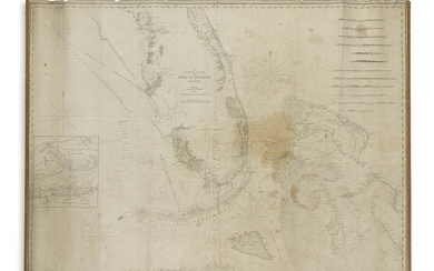 (BLUEBACK CHARTS.) Blunt, Edmund. The Bahama Banks and Gulf of Florida. Large engraved...