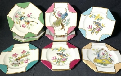 BROWNFIELD 12 Pcs Octagonal Porcelain Bird Plates